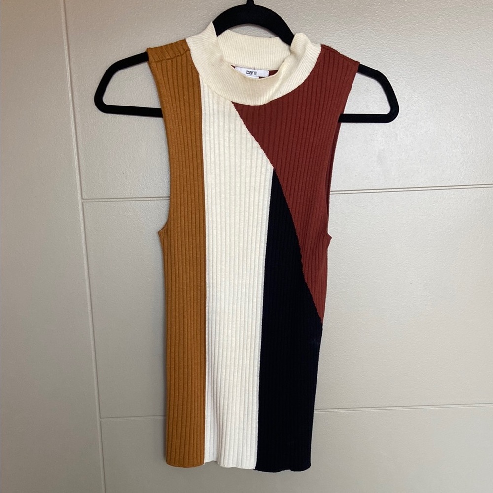 Bar III Multicolor Sleeveless Ribbed Blouse